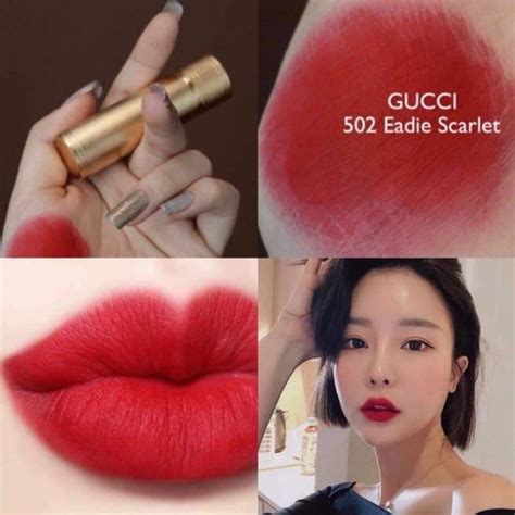 gucci 502 eadie scarlet|GUCCI BEAUTY Rouge à Lèvres Mat Lipstick .